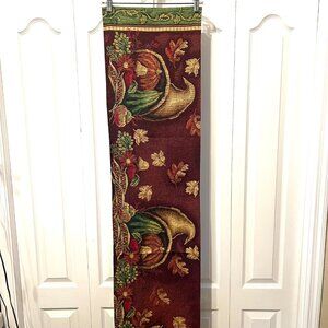 Autumn/Fall Tapestry Table Runner-Cornucopia-68" x 13"-Maroom/Gold/Orange Mix